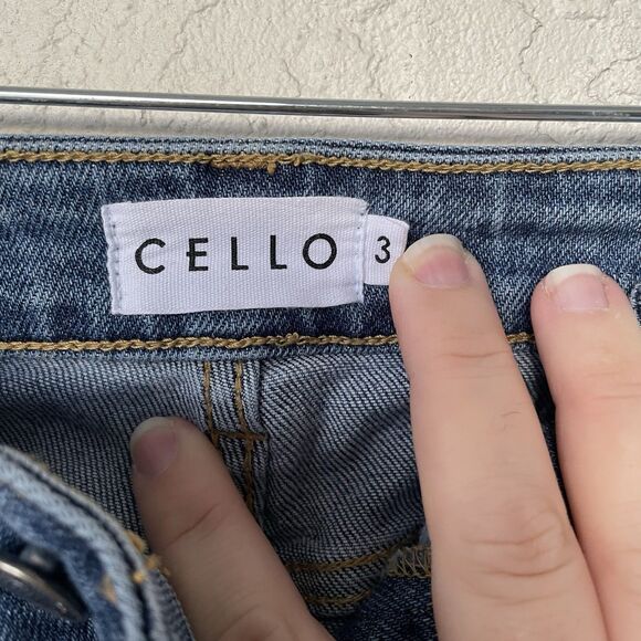 Cello Women’s Flare Denim Jeans Slit Leg Size 3 Blue - Picture 6 of 13